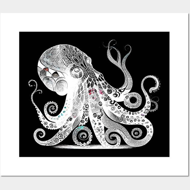 Cool octopus design with Aztec pattern Wall Art by Unelmoija